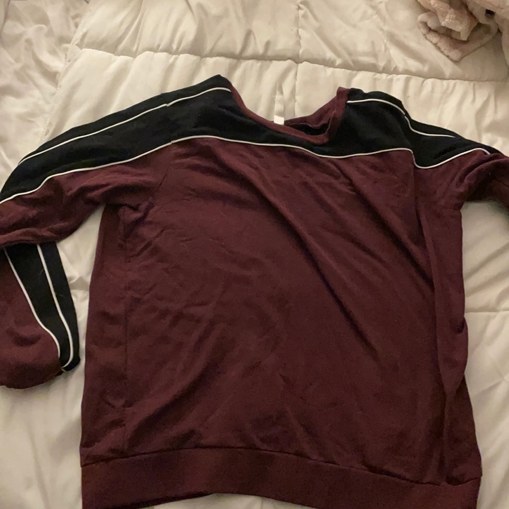 Maroon RVCA M crew neck sweater